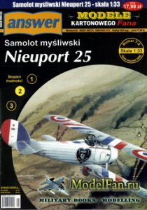 Answer. Model Kartonowy Fana 7-8/2006 - Nieuport 25