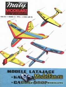 Maly Modelarz 5 (1972) - Modele latajace Kaczka, Osa, Gacek, Drop