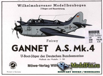 Wilhelmshavener Modellbaubogen 1612 - Fairey Gannet A.S.Mk.4