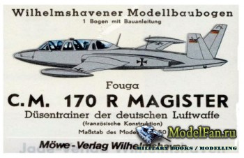 Wilhelmshavener Modellbaubogen 1630 - Fouga C.M. 170 R Magister